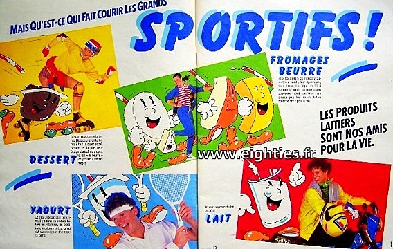 ANNEES 80, 80's, eighties, pub, publicité, réclame, pubs, les produits laitiers sont nos amis pour la vie, nostalgie, souvenirs